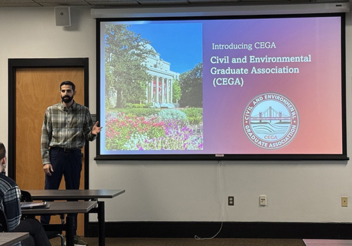 A man Civil and Environmental Graduate Association presentation